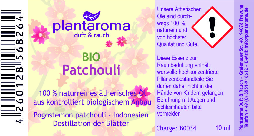 Patchouli BIO, 100 % naturreines ätherisches Öl