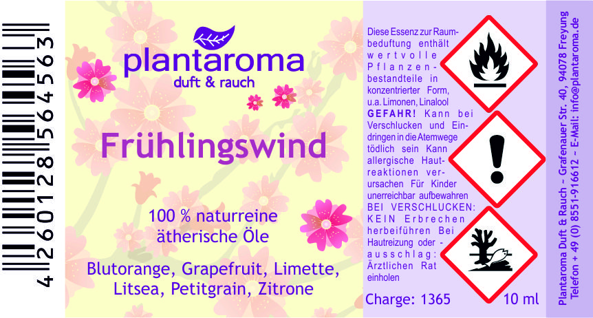 Frühlingswind, Lieblingsmischung, 100 % naturreine ätherische Öle