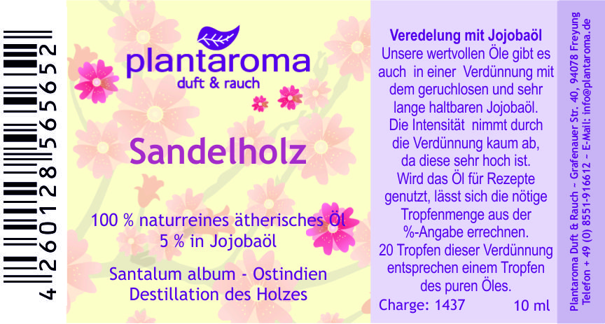Sandelholz Ostindien in 100 % naturreinem Jojobaöl