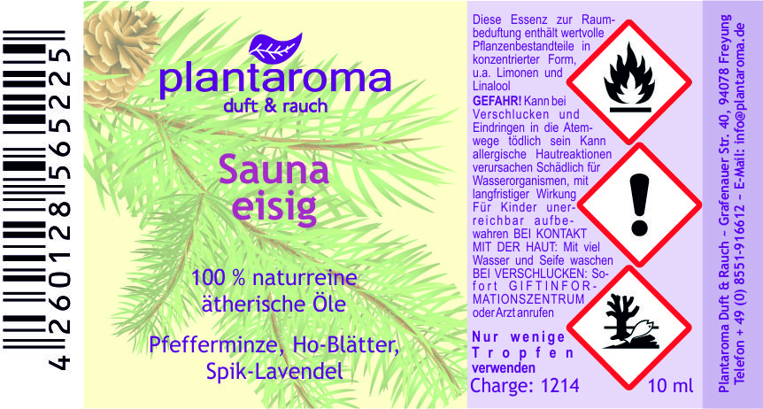 Sauna eisig, 100 % naturreine ätherische Öle
