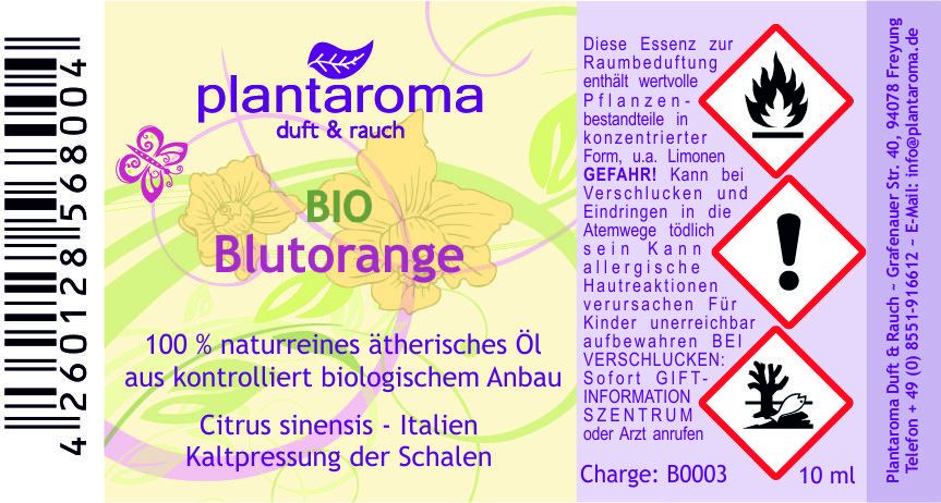 Blutorange BIO, 100 % naturreines ätherisches Öl