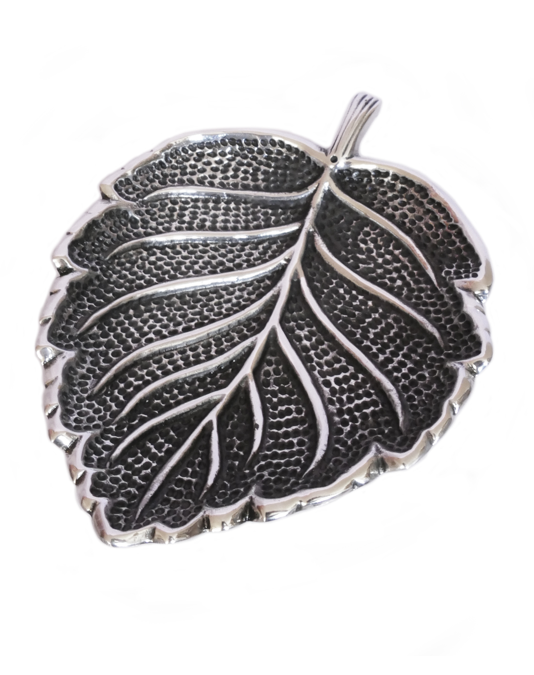 Stäbchenhalter Blatt, superbreit, Weißmetall