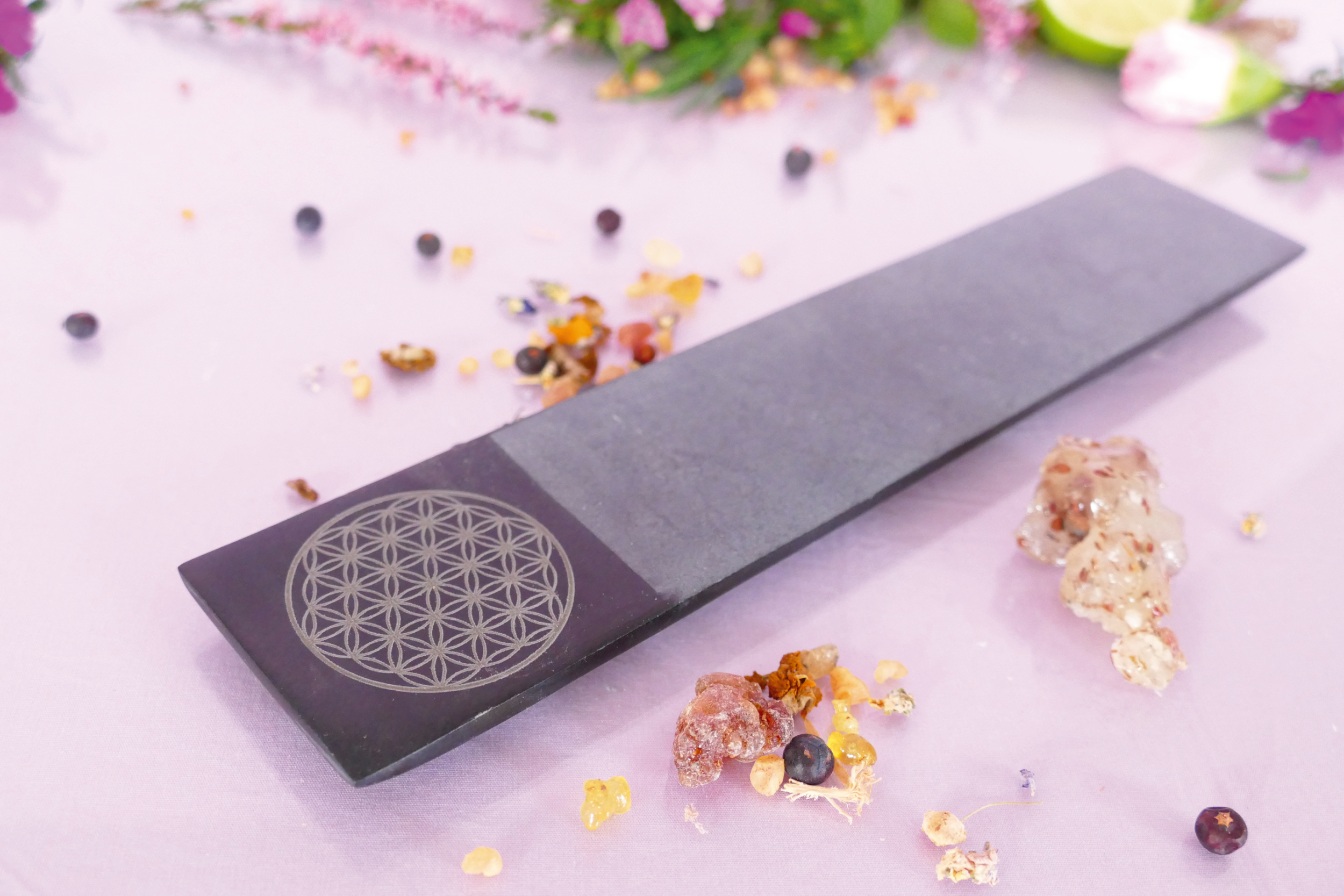 Stäbchenhalter Blume des Lebens, Speckstein