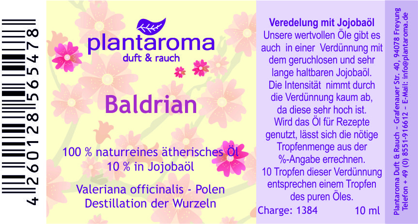 Baldrian 10 %, 100 % naturreines ätherisches Öl in Jojoba