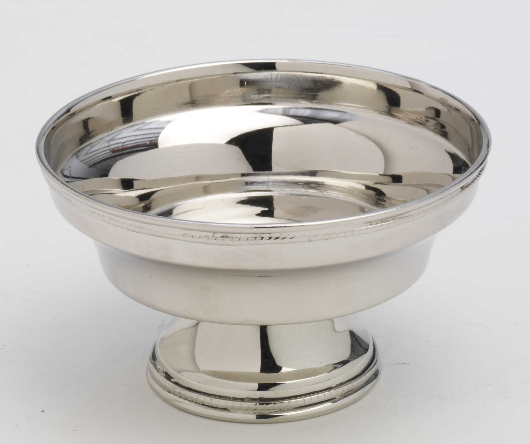 Räucherschale mit Perlrand - Messing vernickelt