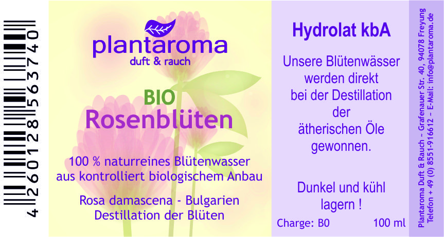 Rosenblüten Bio, Hydrolat, 100 % naturreines Bl