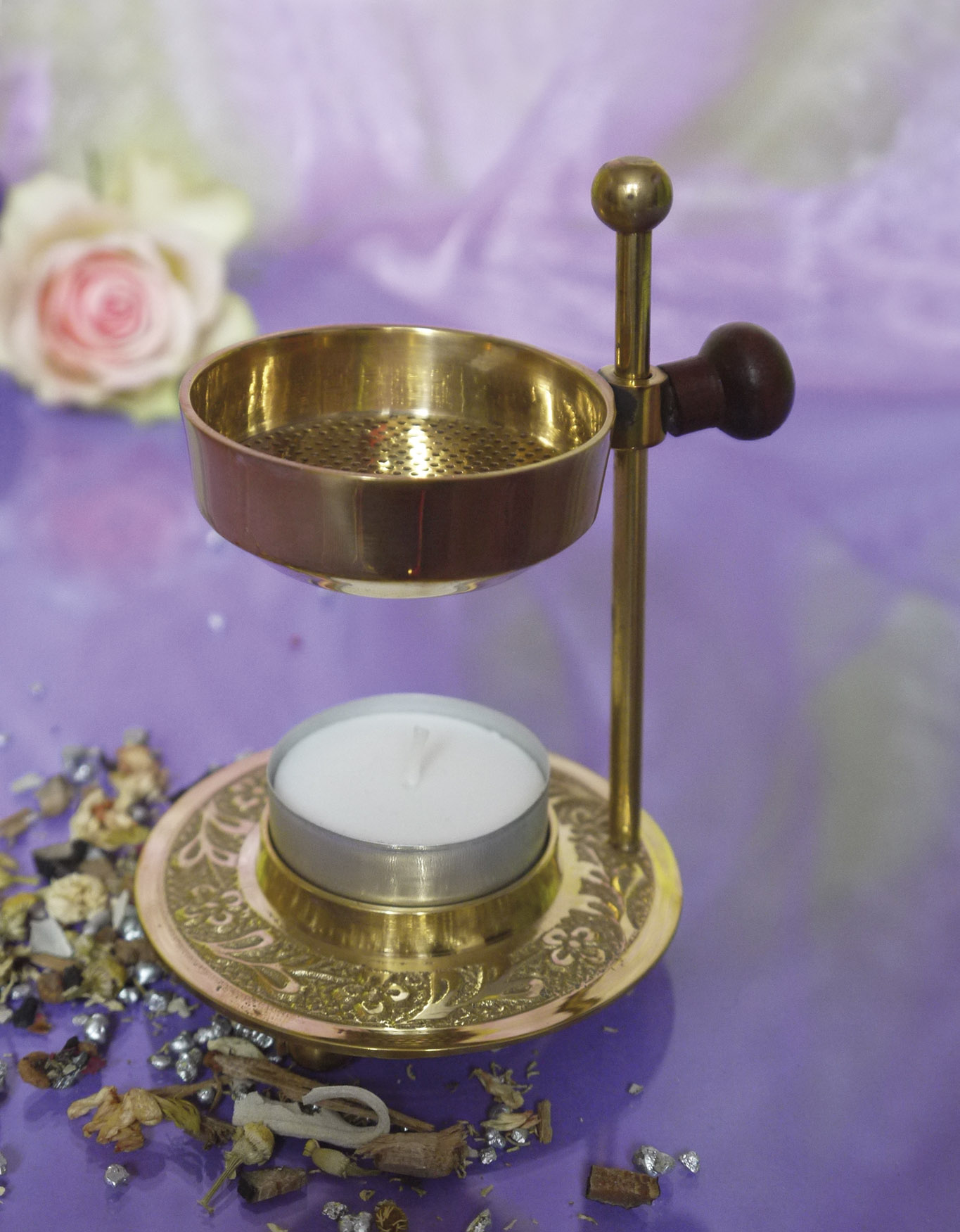 Oman, höhenverstellbares Stövchen, Messing