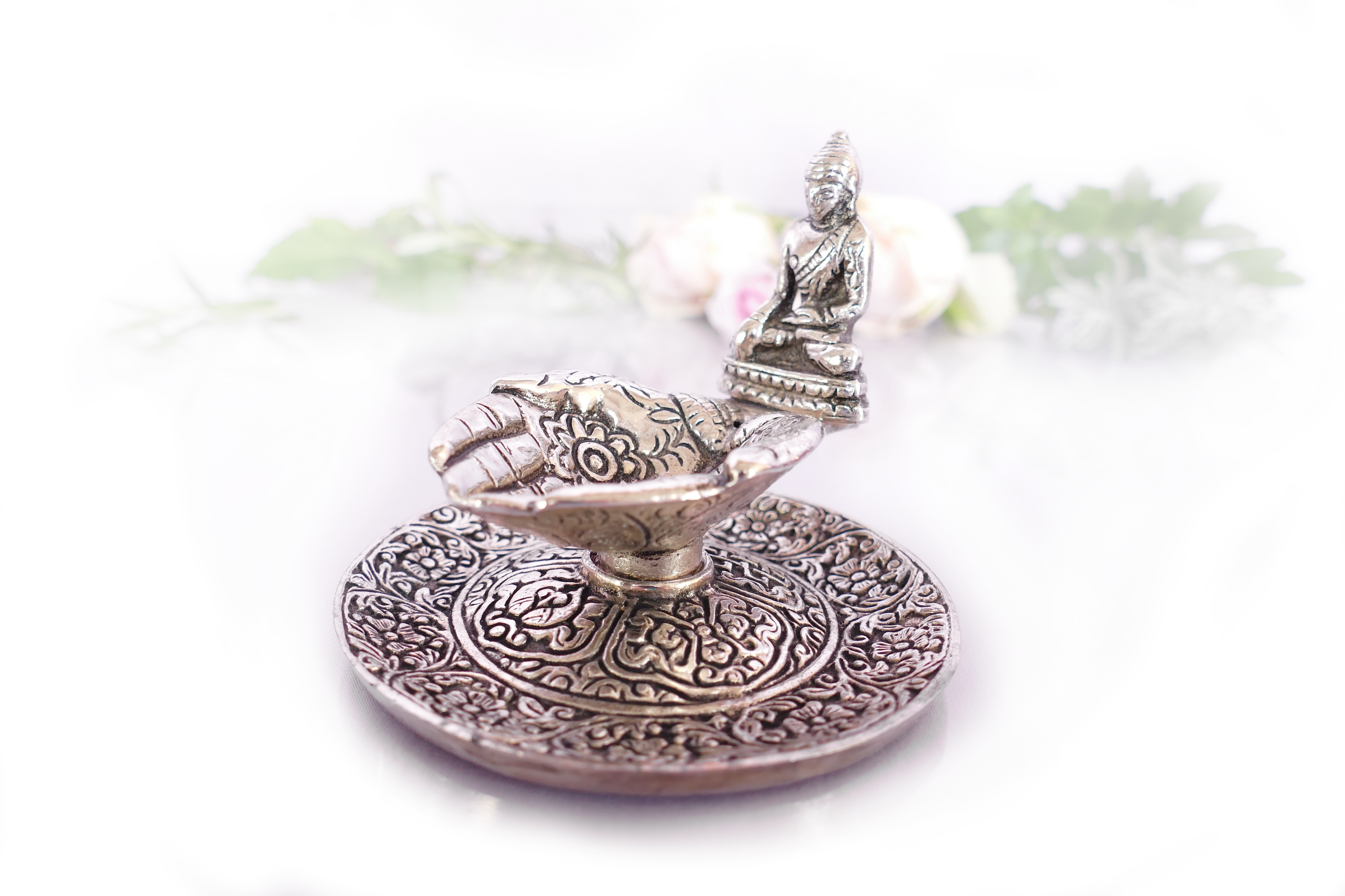 Räucherstäbchenhalter Gebende Halter, Weißmetall