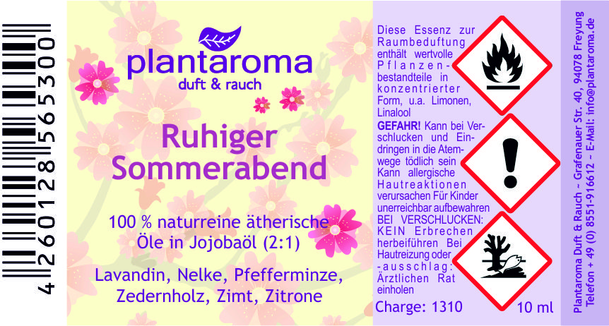 Ruhiger Sommerabend, 100 % naturreine ätherische Öle in Jojoba
