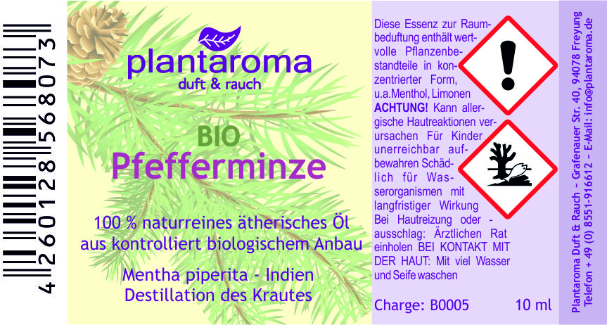 Pfefferminze BIO, 100 % naturreines ätherisches ÖL
