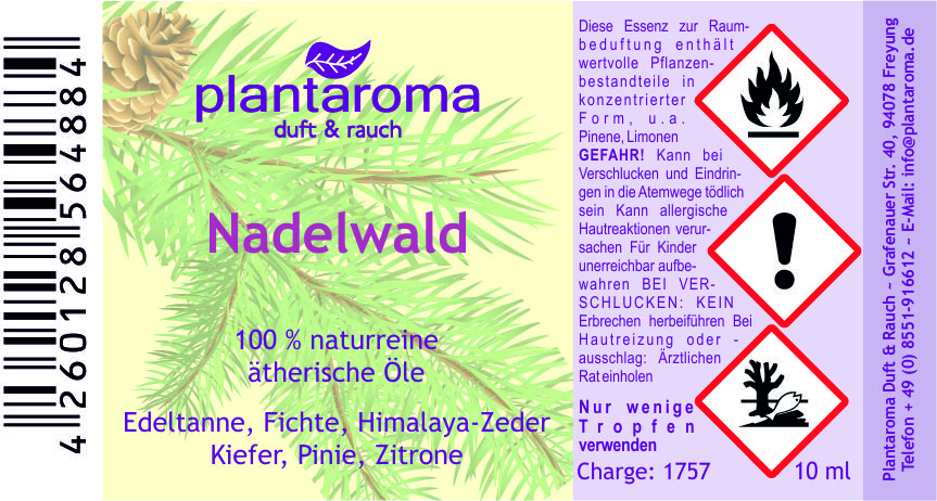 Nadelwald, Saunaduft, 100 % naturreine ätherische Öle